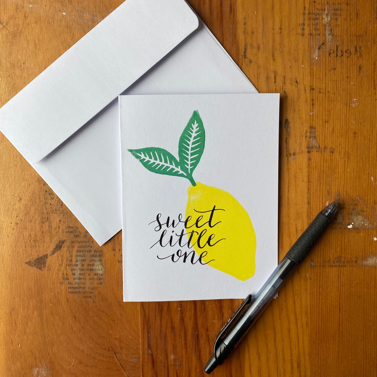 Sweet Little One - Hand Printed Greeting Card