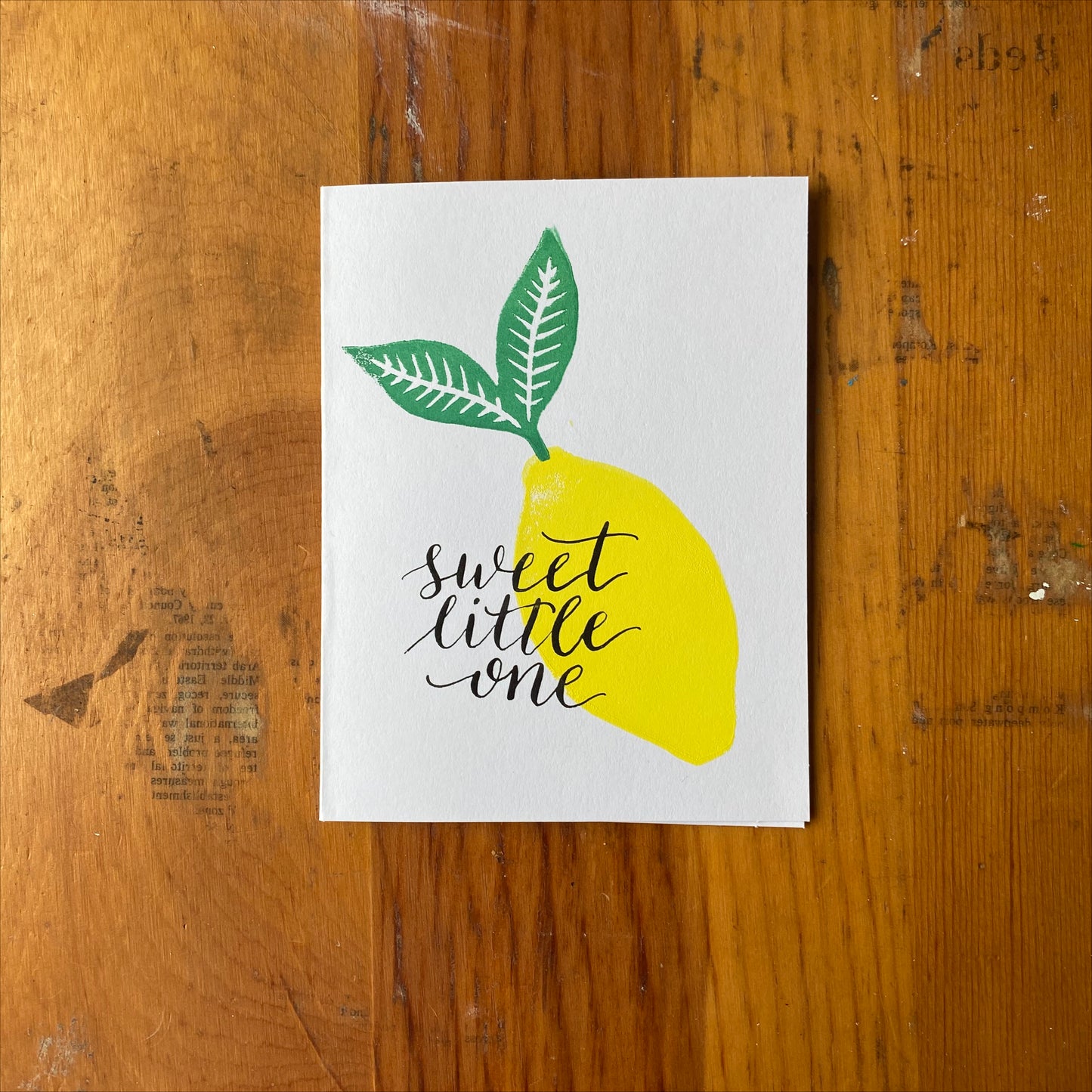 Sweet Little One - Hand Printed Greeting Card