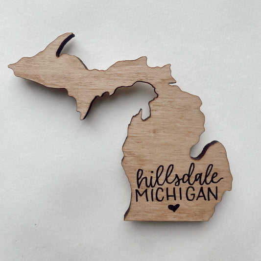 Hillsdale Michigan Wooden Magnet