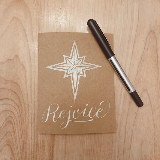 Rejoice - Hand Printed Christmas Card