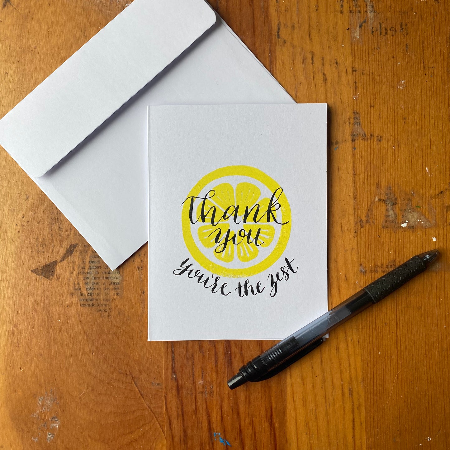 Thank You, You’re the Zest - Hand Printed Greeting Card