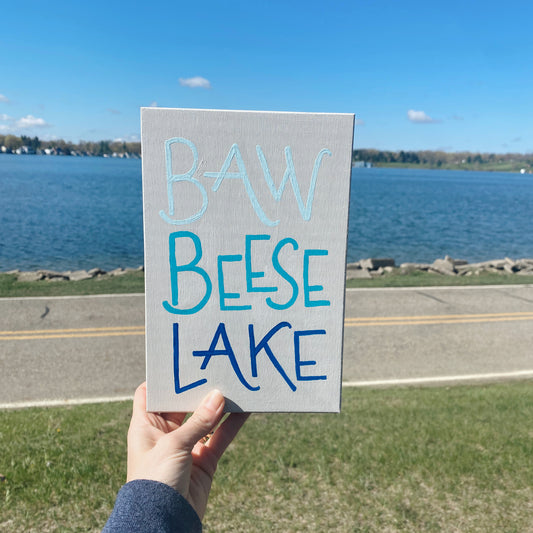 Baw Beese Lake Wooden Sign