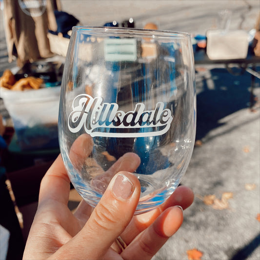 Retro Hillsdale Wine Glass