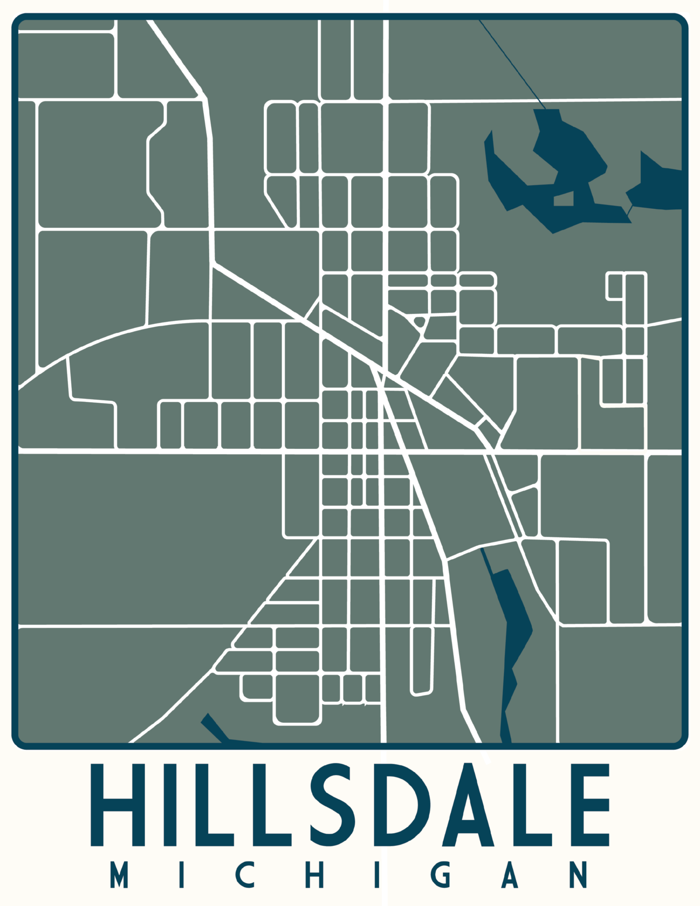 Vintage-Inspired Hillsdale Map Print