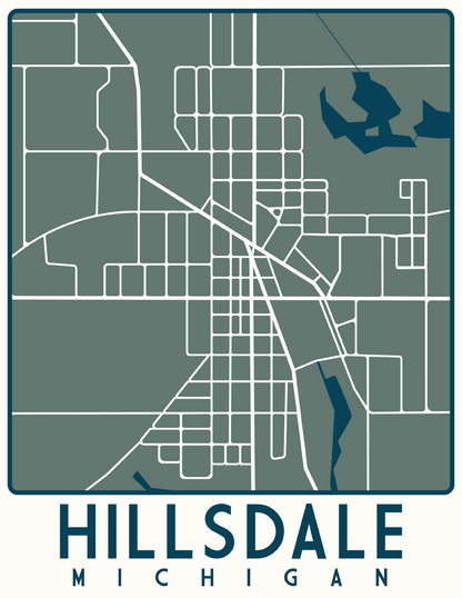 Vintage-Inspired Hillsdale Map Print