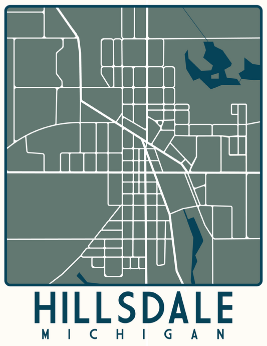 Vintage-Inspired Hillsdale Map Print