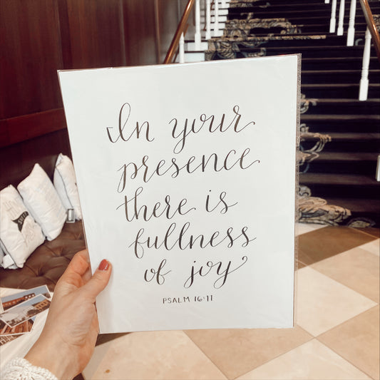 In Your Presence - Scripture Calligraphy Piece